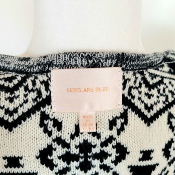 Skies are Blue Knit kimono Cardigan Small/Medium Black White Aztec SouthWestern - Picture 7 of 7